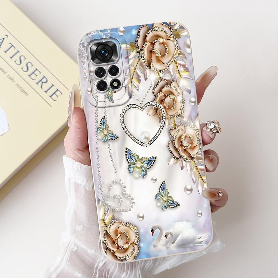 For Xiaomi Redmi Note 11 4G Case Note 11S Luxury Flowers Candy Painted Cover Soft TPU Shell For Redmi Note 11 Pro Plus Case Bags