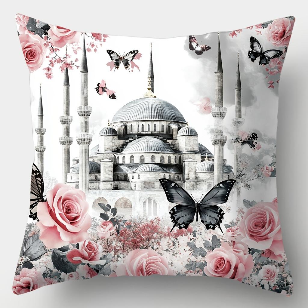 Romantic Landmark - floral PillowcasesBedroom Living Room Sofa Home Decor Polyester Cushion Cover with Zipper