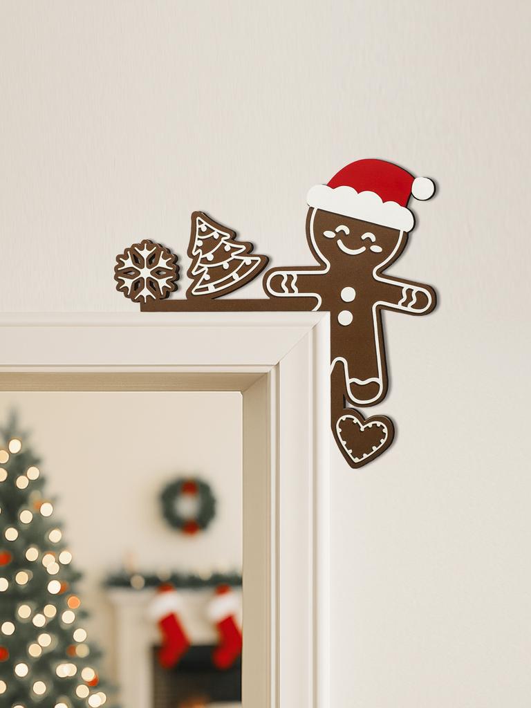 Weihnachts Lebkuchenmann Tür Eckdeko Weihnachtsmannmütze Schneeflocke Weihnachtsbaum Herz Design Hängeornament für Zuhause Türrahmen Geschenk