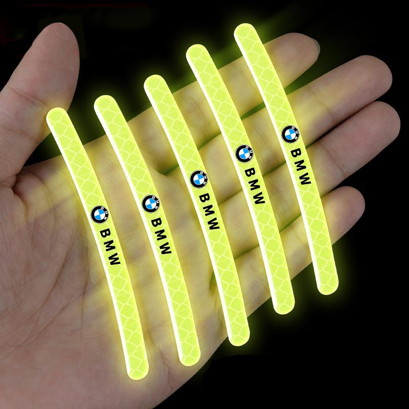 ZWVP7 Car Sticker 20pcs/set Car Wheel Hub Reflective Strip Sticker For BMW E46 E90 E60 F30 F10 G30 G20 G32 X1 X2 X3 X5 X4 Accessories