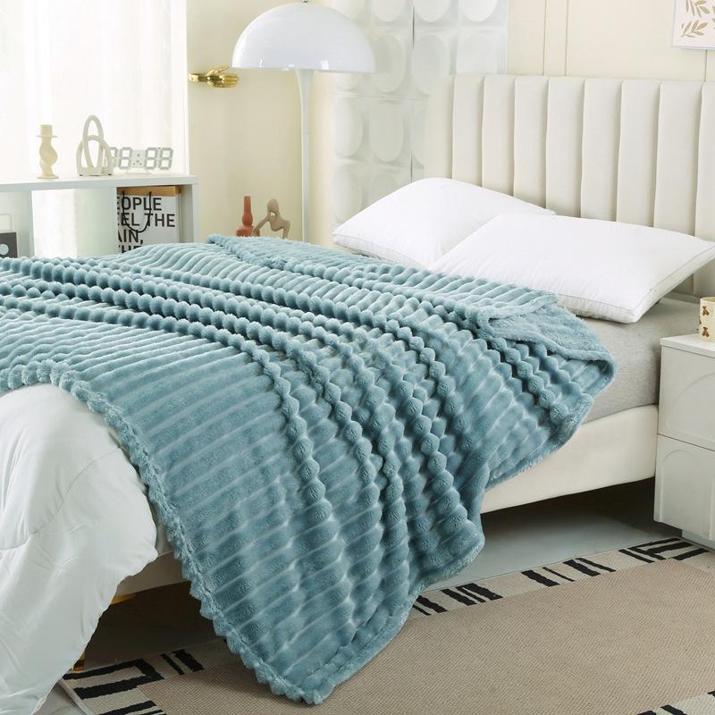 Flannel Rabbit Hair/rabbit Velvet Air Conditioning Nap Blanket - Modern Simple Four-season Universal