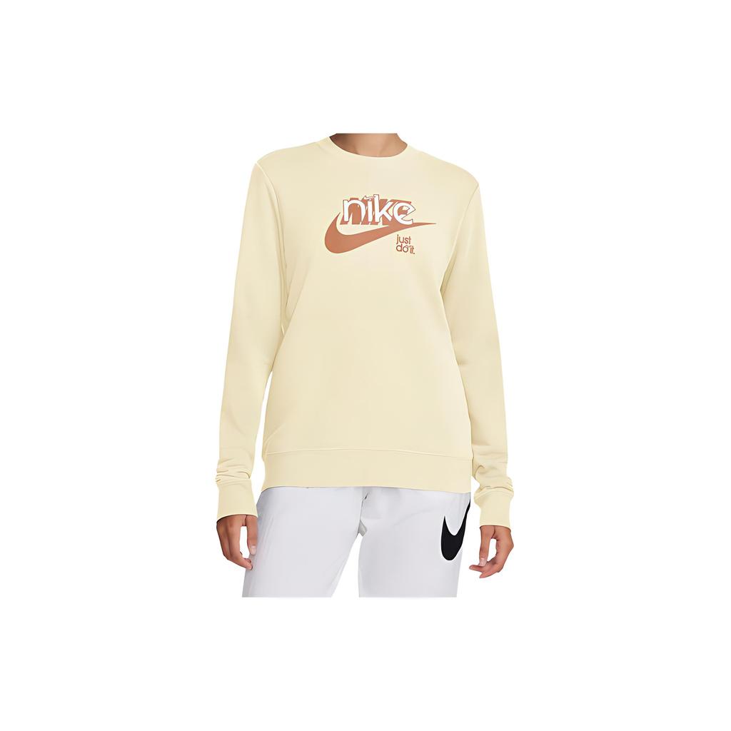 New Nike Swoosh 'Coconut Milk/Amber Brown/White' Sweatshirt FN3629-113
