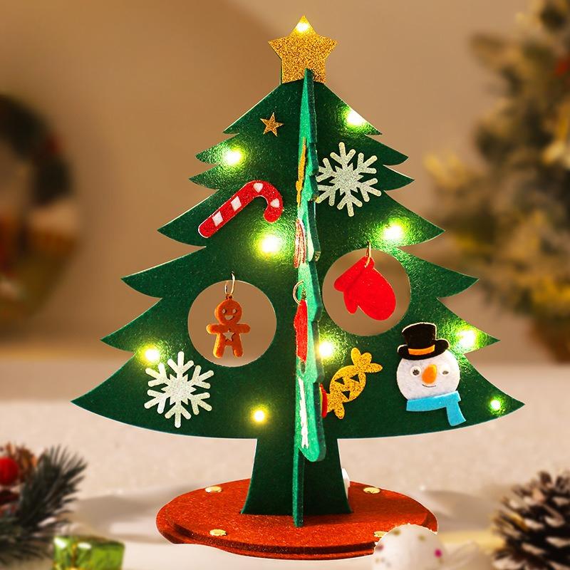 Mini Felt Christmas Tree DIY Handmade Xmas Tree Crafts Kids Gifts New Year Navidad Party Ornaments 2025 Home Table Decorations