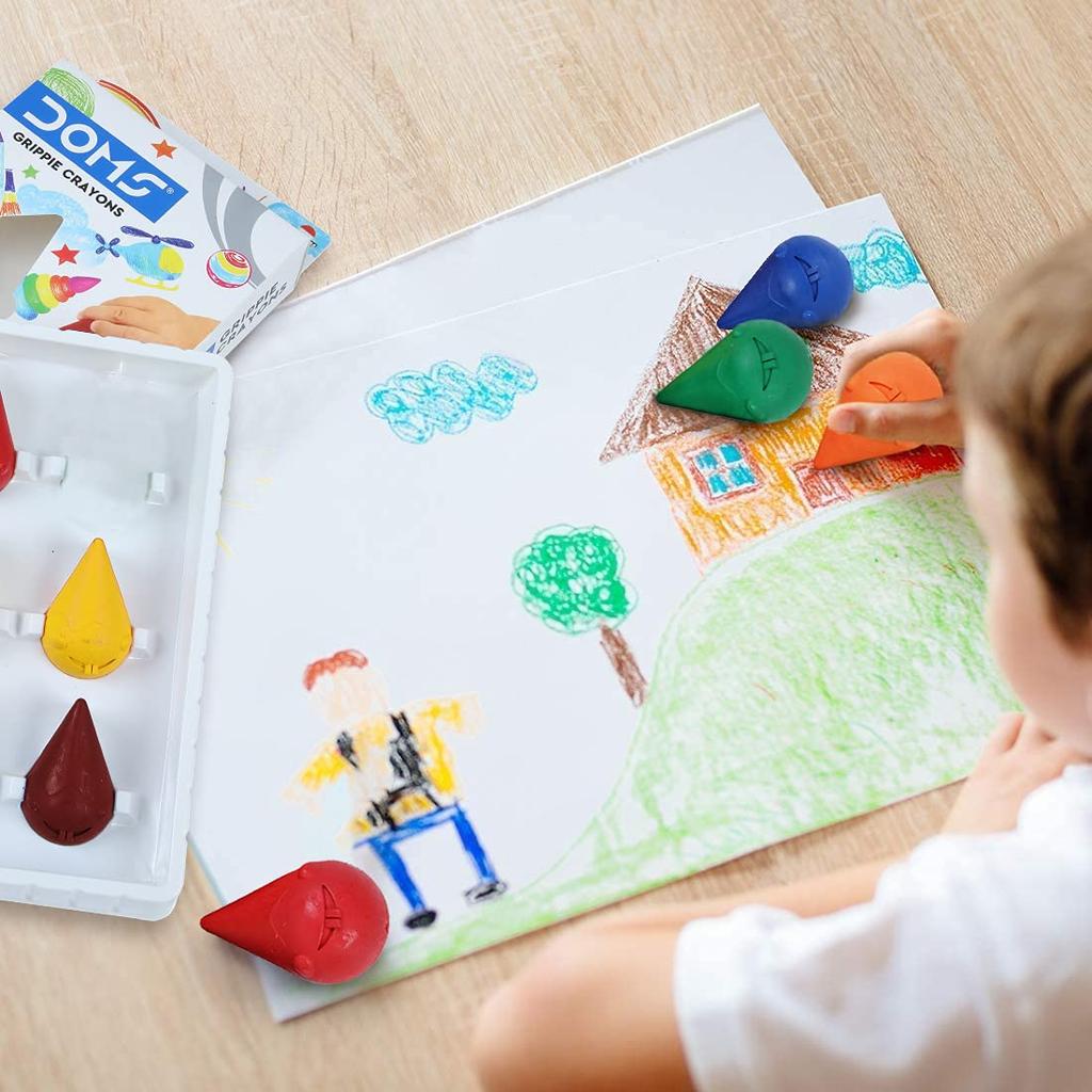 Doms Grippie Crayons 6 Shades Box Pack Easy Grip Safe Non Toxic Kids Coloring Art Set India