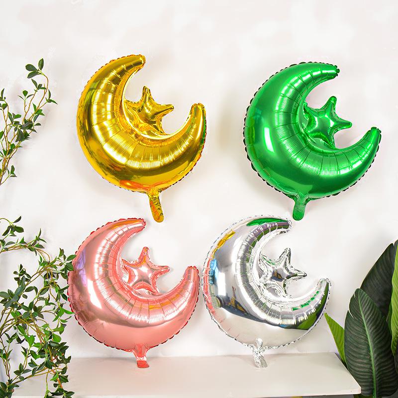 4pcs 22 inch Star Moon Integrated  Party Balloon,Designed for Ramadan Decoration,Decorated with Connected Star Moon Balloons