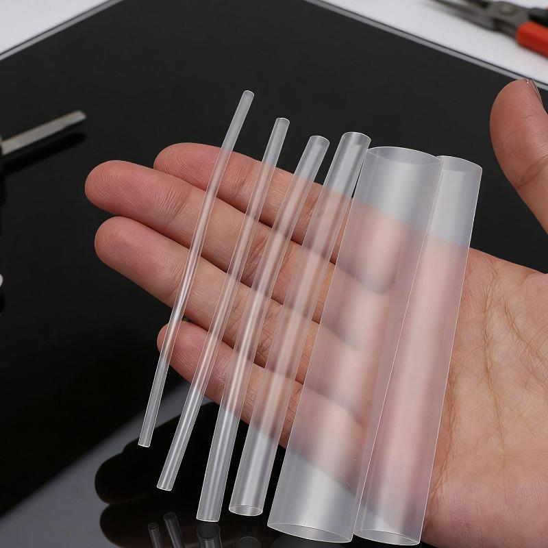 100/300pcs Transparent Heat Shrinkable Tube 2:1 Insulation Cable Sleeves Tubes Flam Retardant Wire Wrap Protection Covers