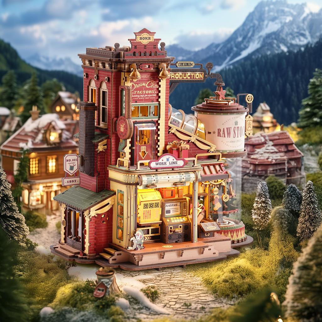 ROKR 3D Wooden Puzzle with Light Effects and Christmas Tree Entryway DIY Craft Music Time Educational Toy for Official Gift for Middle Schoolers and