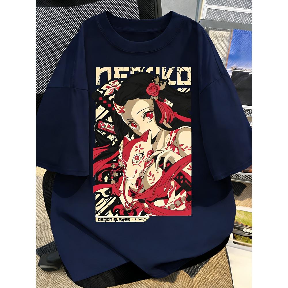 Plus Size Summer Demon Slayer Anime Printed Unisex and Women Tshirt Casual Parent Child Top Fashion Street Wear Harajuku Style Y2K