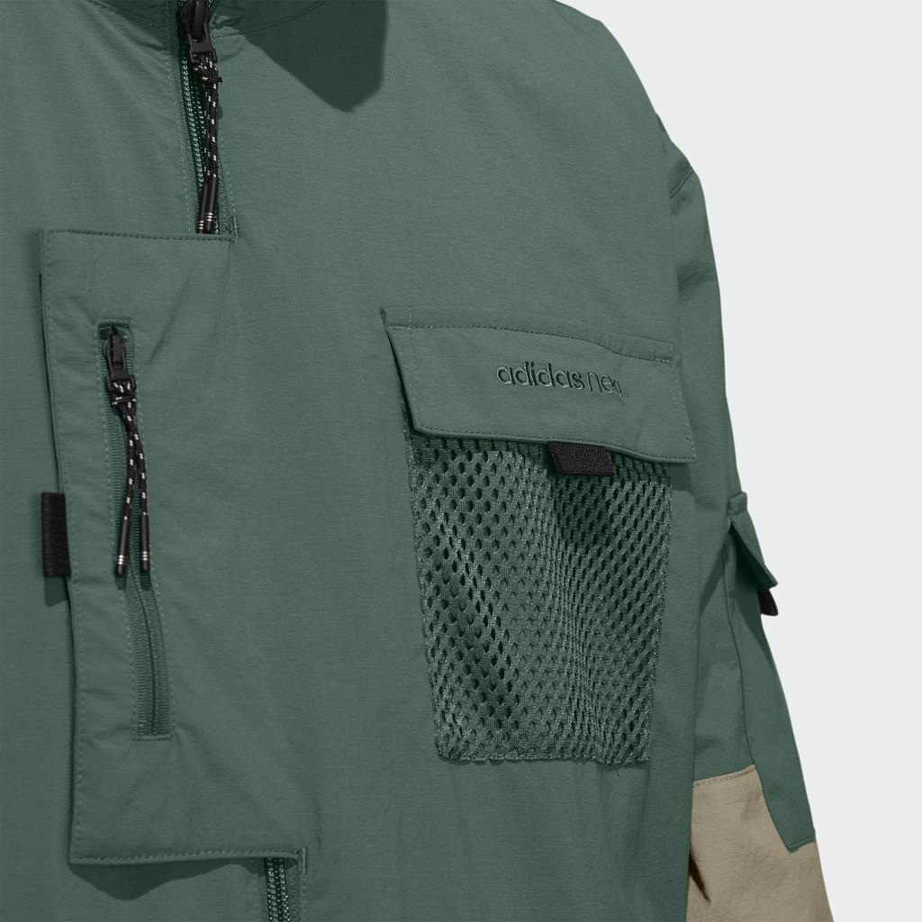 Adidas Neo Cg T1 Multi-Pocket Contrast Sport Jacket With Logo Men Outerwear Green HE7941