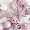 Pink Ball Star Bow Christmas Tree Pendant Creativity Plush Foam Christmas Deco Ball Luxury Sparkly Xmas Home Hanging Decoration