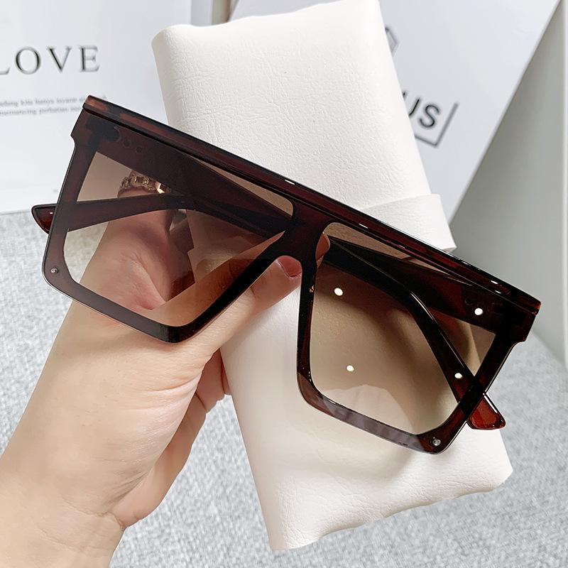 Unisex European & American Oversized Square Sunglasses - Korean Style Trendy Full Frame for Driving