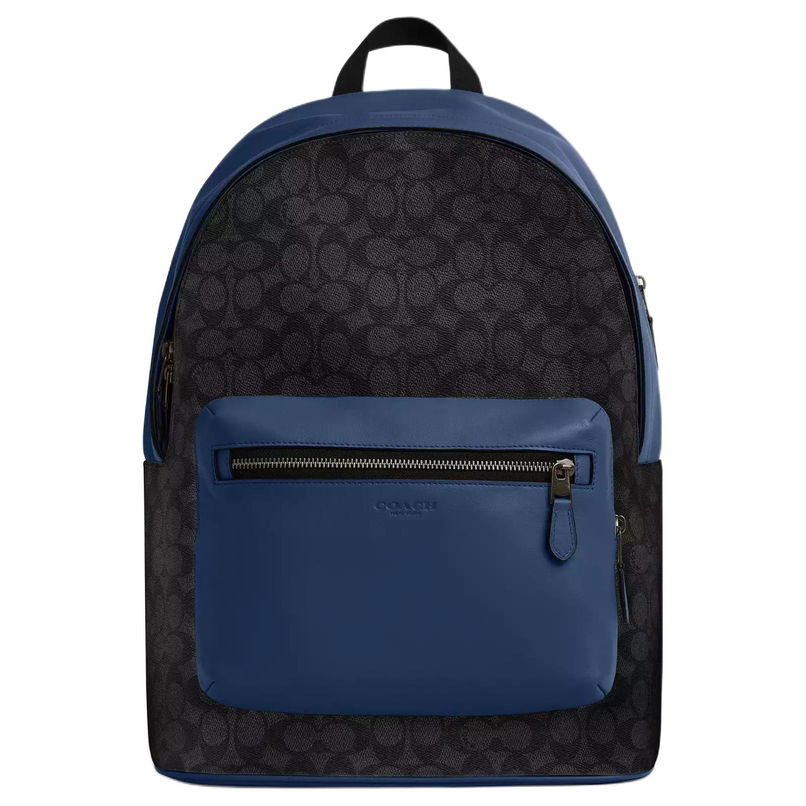

Coach 32 Brand Letter Logo Cowhide Backpack Large Men Backpack Charcoal Dark-Blue CAX44-QBY01 Basic Set (Bag+Dust Bag)
