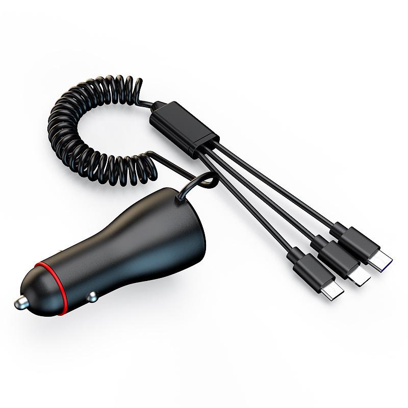 65W Dual USB Car Charger with QC3.0 Fast Charging, Multi-Function Digital Display, and One-to-Three Splitter