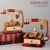 Retro Telephone Music Box Vintage Mechanical Phonograph Jewelry Storage Case Creative Birthday Gift Antique Home Table Decor
