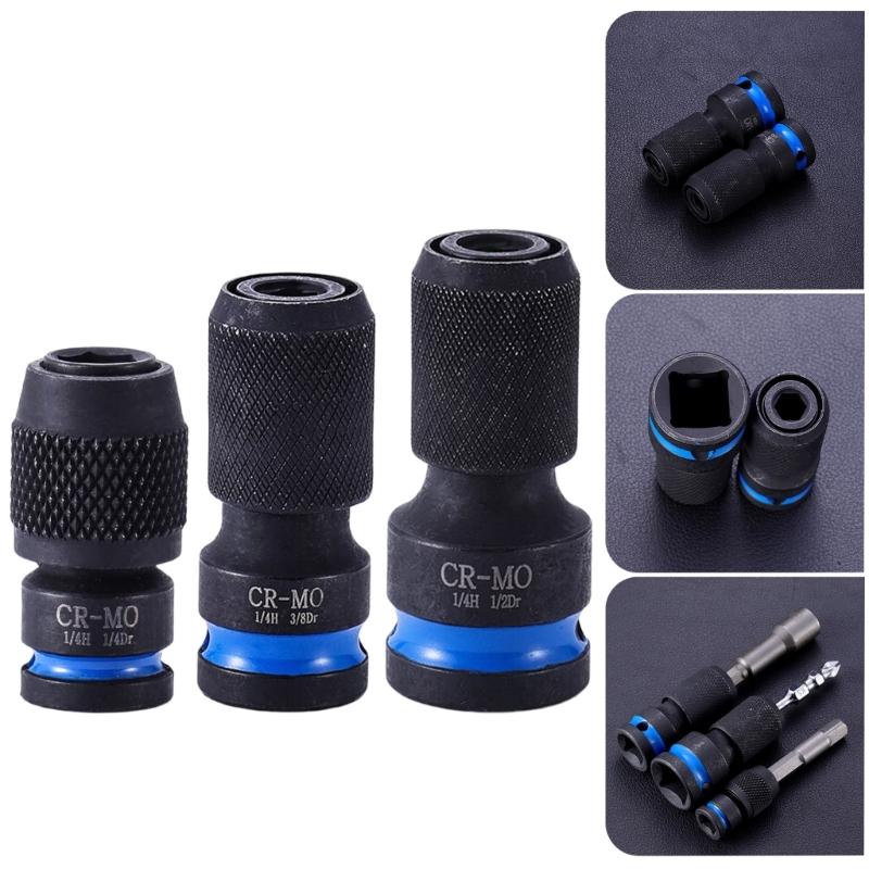 3Pcs Socket Conversion Head Adapter Tool for Various Impact Tool Easy Change Retractable Sleeve High Hardness Rustproof