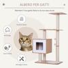 Cat Scratching Post Height 120cm with Kennel, Platforms and Sisal Toys, MDF 71.5x49.5x120cm Wood, White