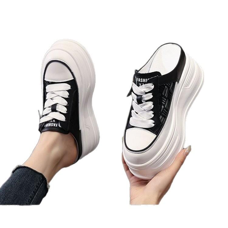 Super thick-soled fashion bag head cool slippers women wear versatile soft-soled white shoes summer shoes