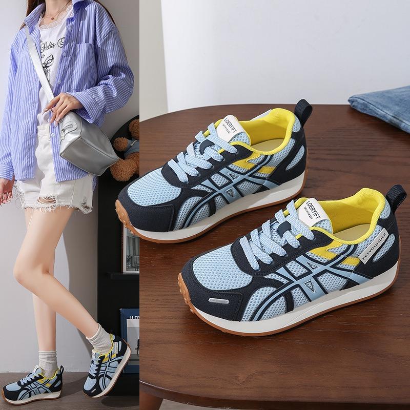 Thick-soled Women's New Breathable Mesh Sports and Leisure Shoes, Light Running for Students