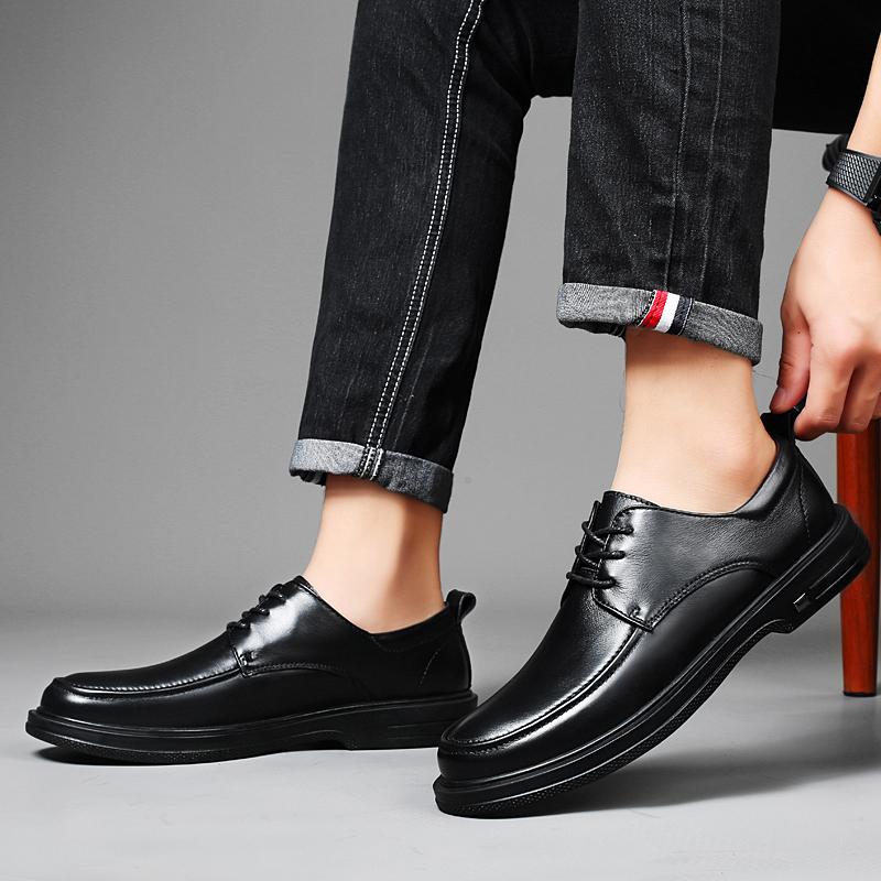 Genuine Leather Men Business Footwear Men's Lace-Up Flats 2024 New Brand Men Dress Oxfords Shoes All-match Male Wedding Shoes