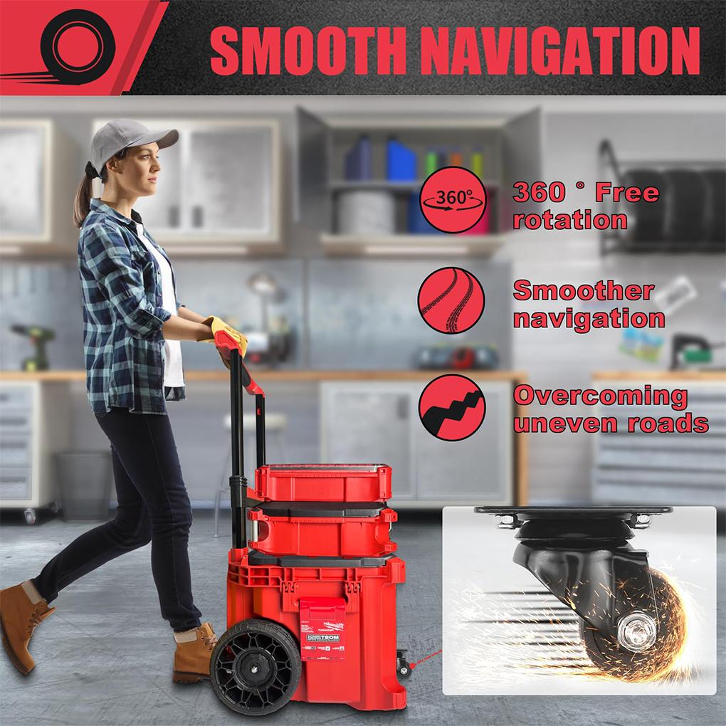 ABCA-Steel Construction Front Wheels,Caster Wheel Kit Fit For Milwaukee Rolling Tool Box For Packout Toolbox 200 Lbs Capacit New