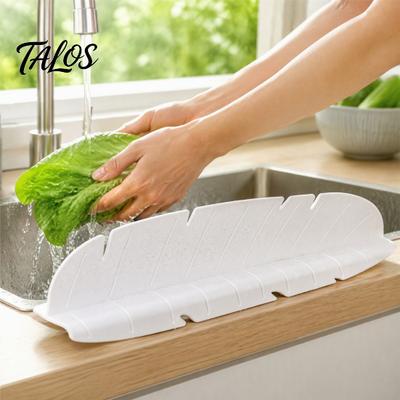 Kitchen Countertop Splash Protector Leaf Shape Sink Guard, with Suction Cups, Reusable Non-slip Shield Water Protector, Edge Anti-Splash Splatter
