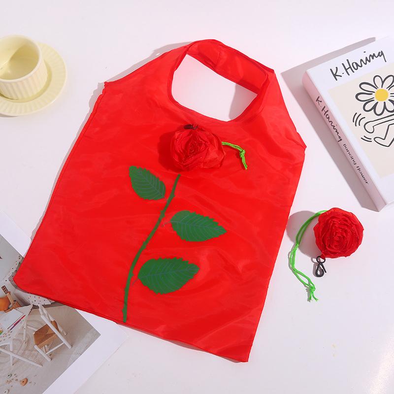 Складная сумка для покупок с розовым цветком портативная большой вместимости складная сумка-тоут легкая прочная дорожная ручная сумка мешочек для хранения красный 559₽