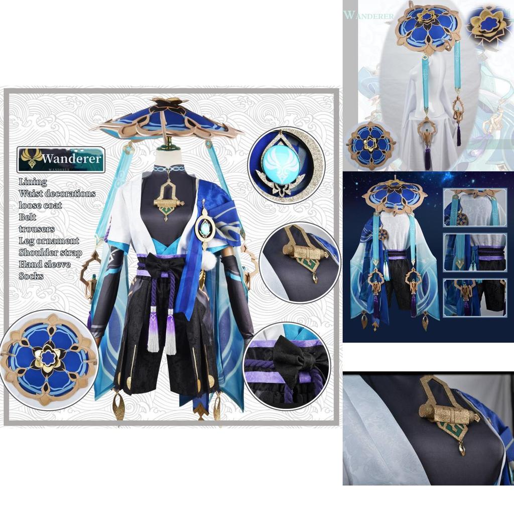 Luxurious Genshin Impact Kunikuzushi-wanderer Balladeer Wanderer Scaramouch Cosplay Bamboo Hat Adult Dress