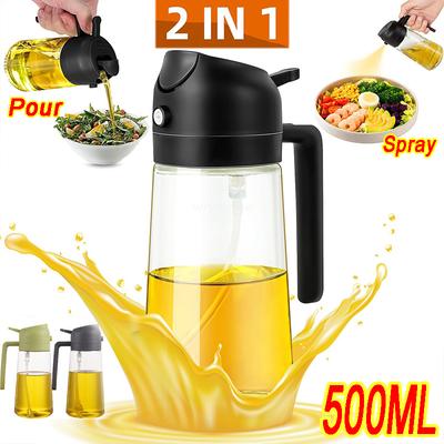 Pulverizador de Aceite 2 en 1 Botella de Aceite playa para uno 500MLPlástico Spray playa Dispensador Ensalada Barbacoa Cocina Horneado Asado Camping Picnic