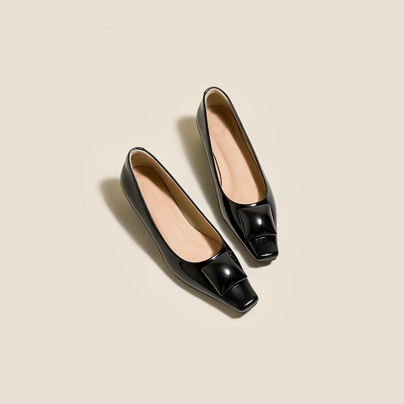 2025 Spring and Summer New Single Shoes Women's High-end Sense One-pedal Soft-soled Leather Foreign Trade Custom High-heeled Commuter Small Leather