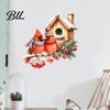 Waterproof Glass Stickers Christmas Bird Wall Sticker, Watercolor PVC Decal, Winter Art Theme Window Cling for Doors And Storefronts Removable Decals