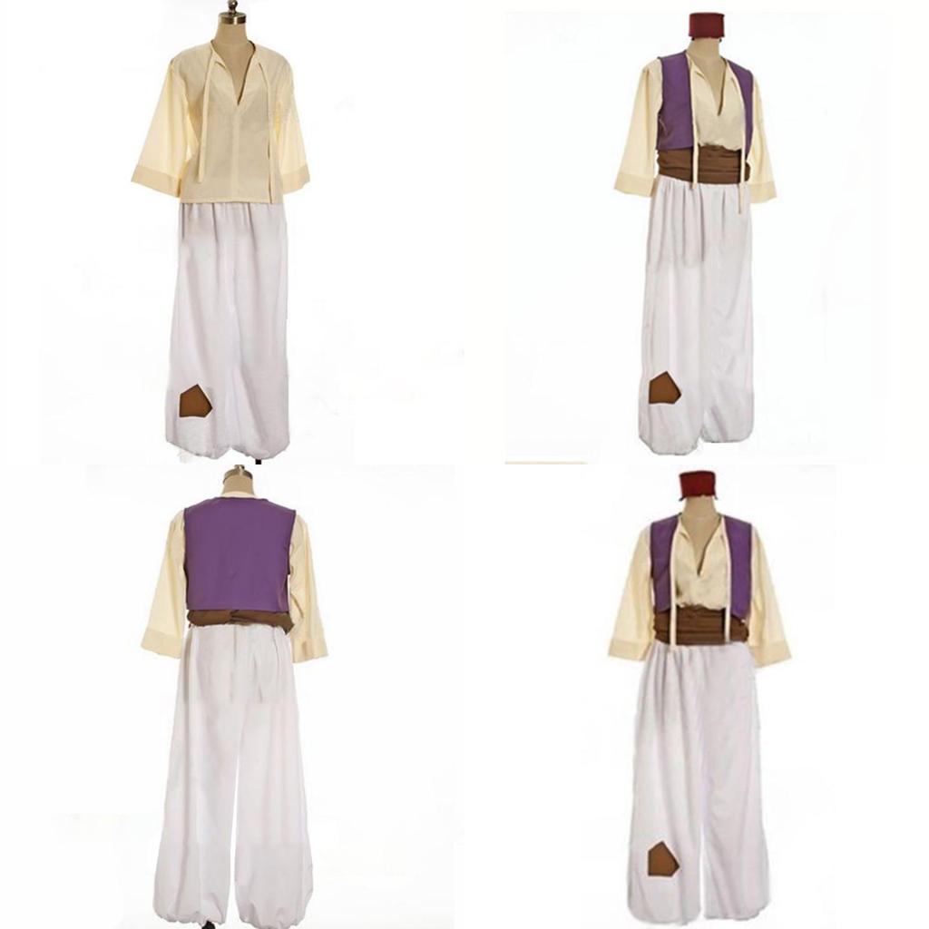 Enchanting Mens Adult Prince Aladdin Cosplay Costume Outfit With Elegant Hat