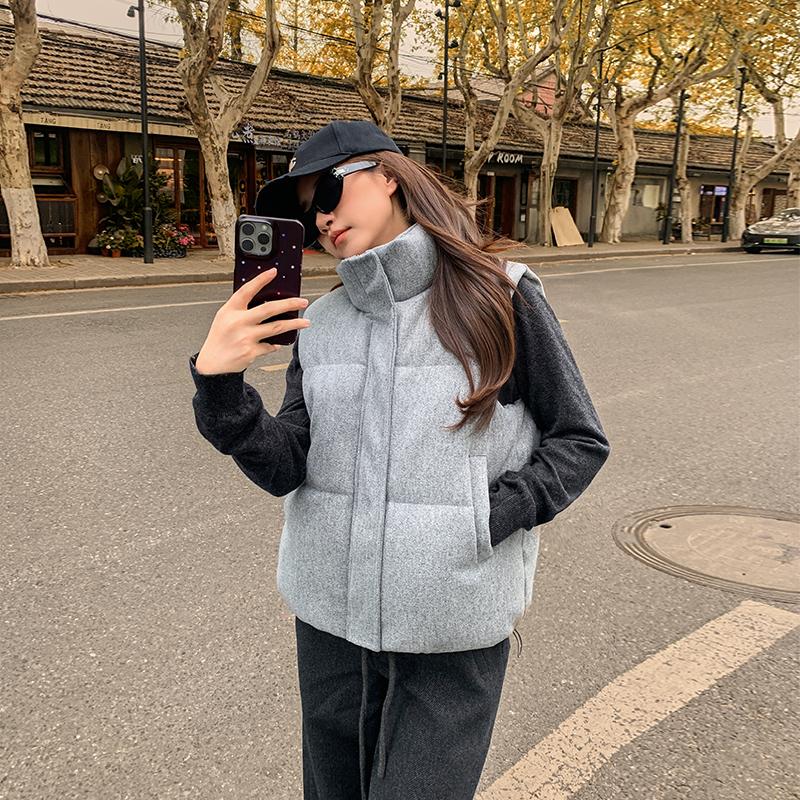 

Women s loose and fashionable casual solid color vest for autumn and winter M светло-серый