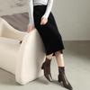 Women's Slim Fit Vertical Stripe Wool Midi Skirt - Versatile Cashmere Knit