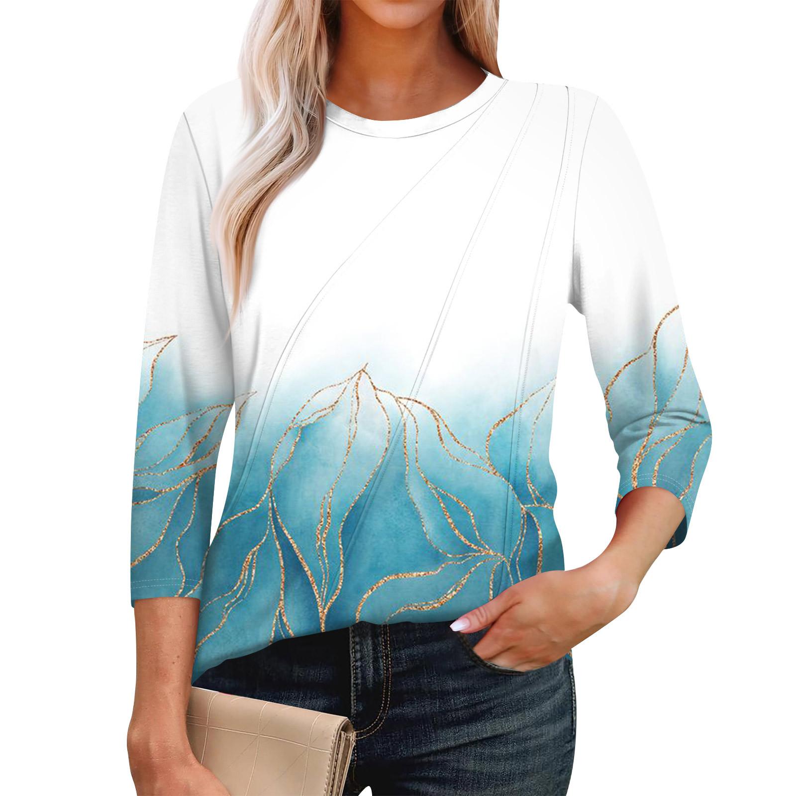 

Жіночі модні повсякденні топи з рукавами 3/4, плісировані модні футболки XL білий