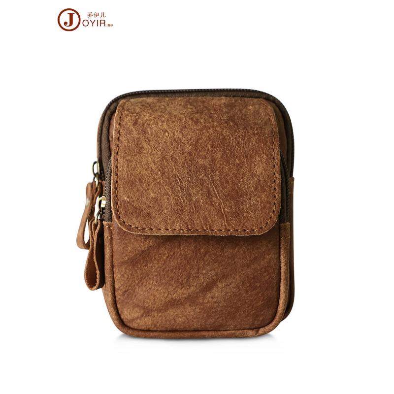Men's bag outdoor sports fanny pack retro casual men's bag first layer cowhide genuine leather mobile phone bag