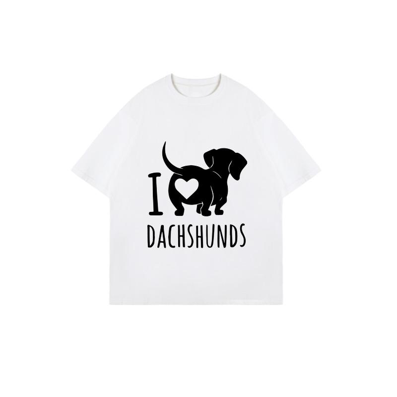 Oversized T Shirt Black I Love Dachshunds Dog Print For Casual Wear And Everyday Outfits