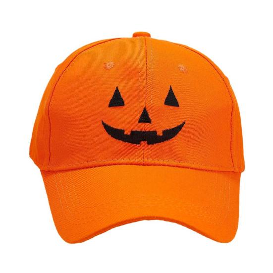 Halloween Baseball Hat Halloween Embroidered Pumpkin Face Baseball Cap Breathable Adjustable Outdoor Sun Hat
