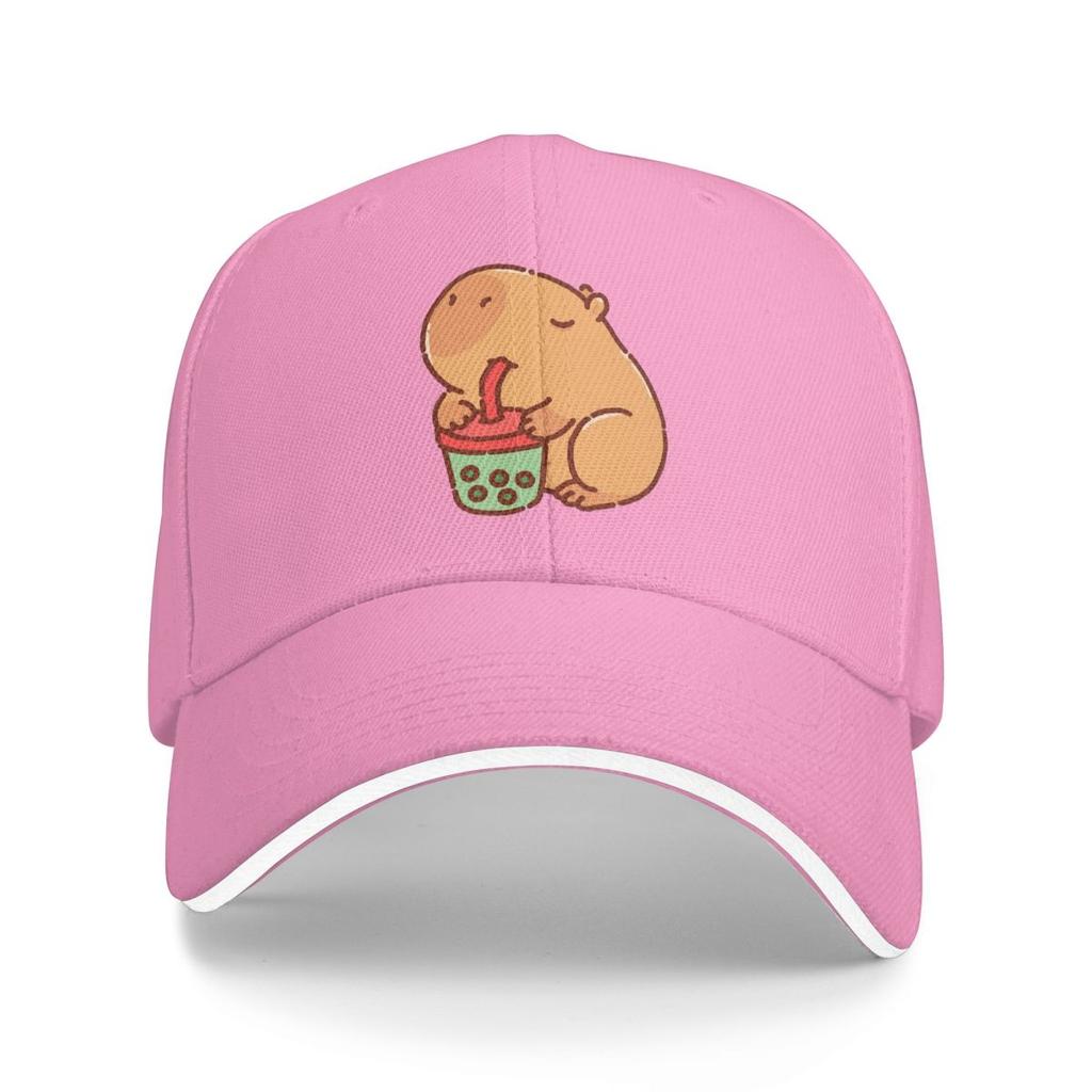 Baseball Hats Cute Capybara Loves Bubble Tea Thermal Outdoor Streetwear Summer Sports Baseball Caps Hip Hop Cap Casquette Hats