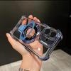 Suitable for Apple 16promax Stand, Phone Case, Electroplated Four-corner Magnetic Stand, Transparent IPhone15 Protective Case