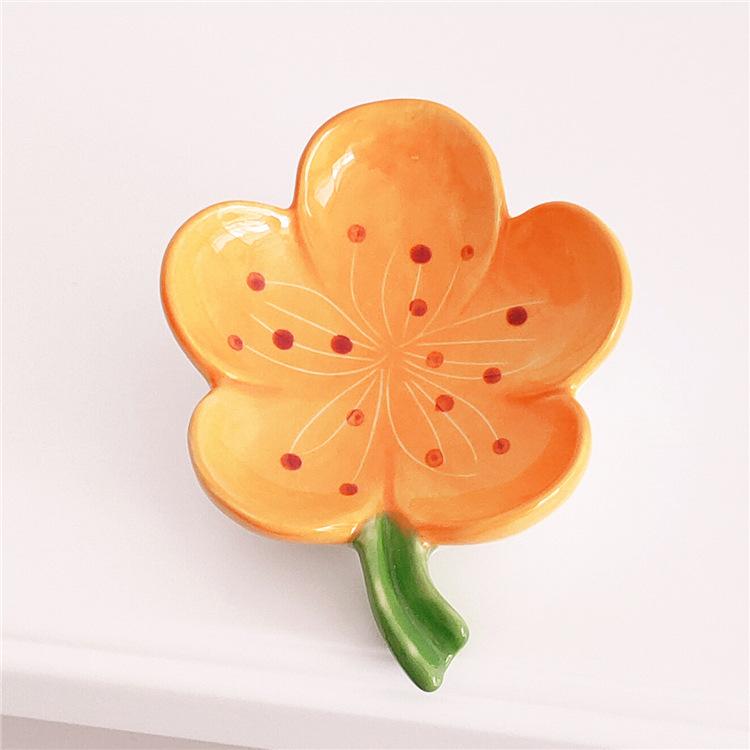 1 Stück Kreative Keramik Seifenschale Pfirsichblütenform Seifenablage Haushaltsbadezimmerregal Kein Stanzen erforderlich Ablage Seifenschale