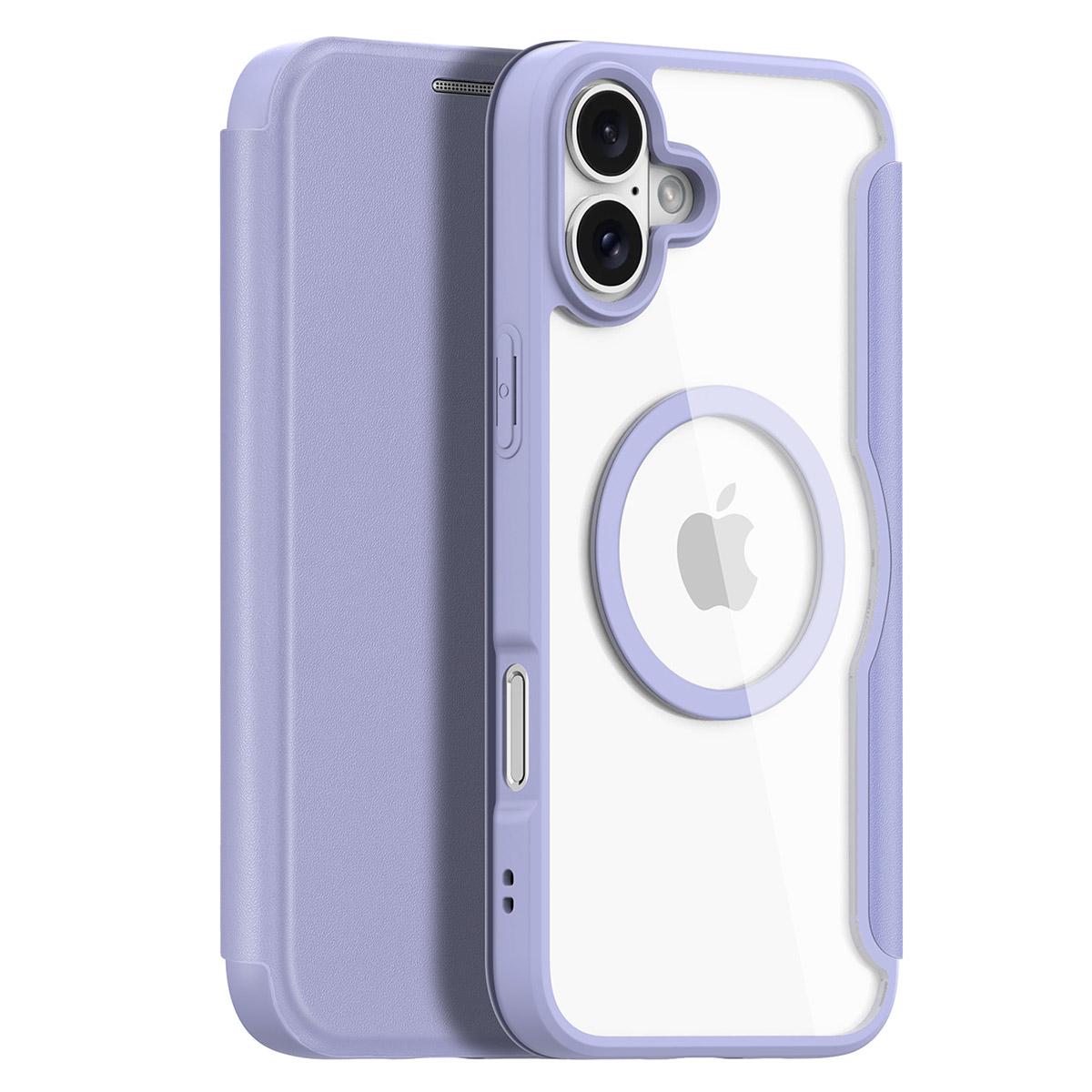 

DUX DUCIS Skin X Pro for iPhone 16 Plus Case Compatible with MagSafe Card Slot Leather Cover Purple