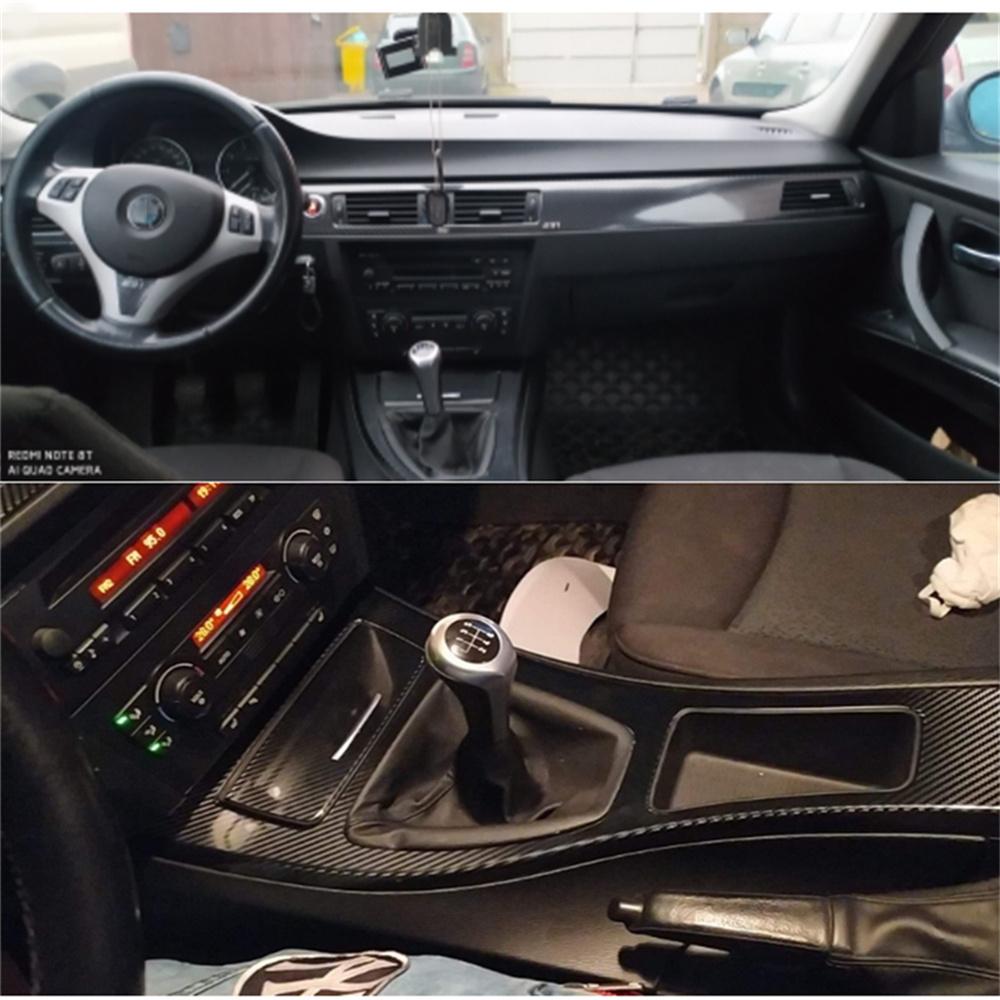 Car Interior Decal Trim 5D Carbon Fiber Trim Vinyl Sticker For BMW E90 2005-2012