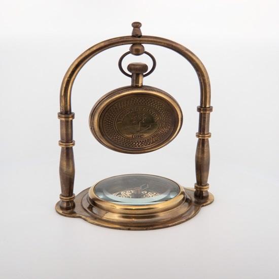 15.24 Cm Victorian Nautical Style Desk Clock and Compass Shelf Mantle Clock, Home Office Decor, Classical Fireplace Decoration
