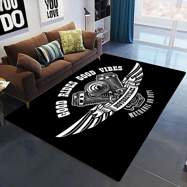Fashion Cool Barbershop Carpet Living Room Home Decoration Sofa Table Large Area Carpet Lounge Entrance Door Mat Non -Slip Mat