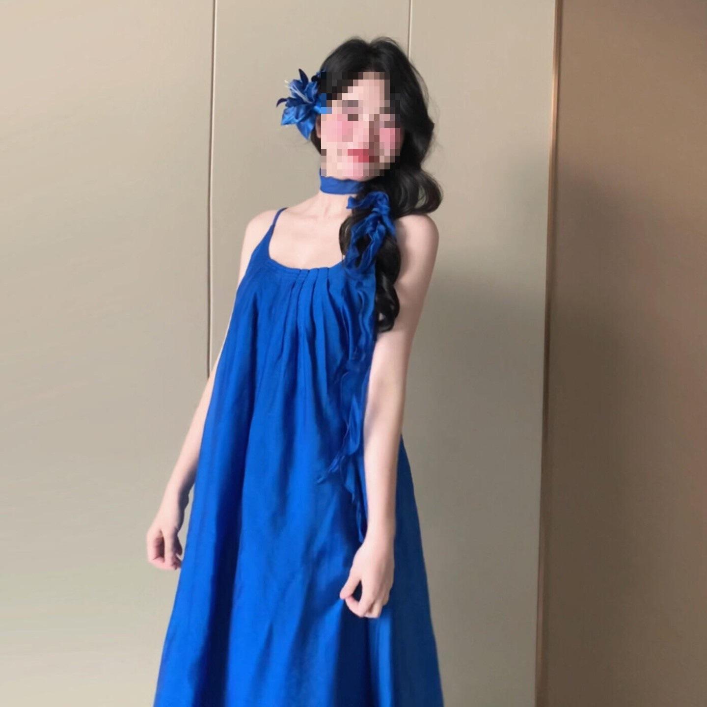 French blue suspender dress children s summer 2026 new high-end temperament seaside vacation fairy dress S