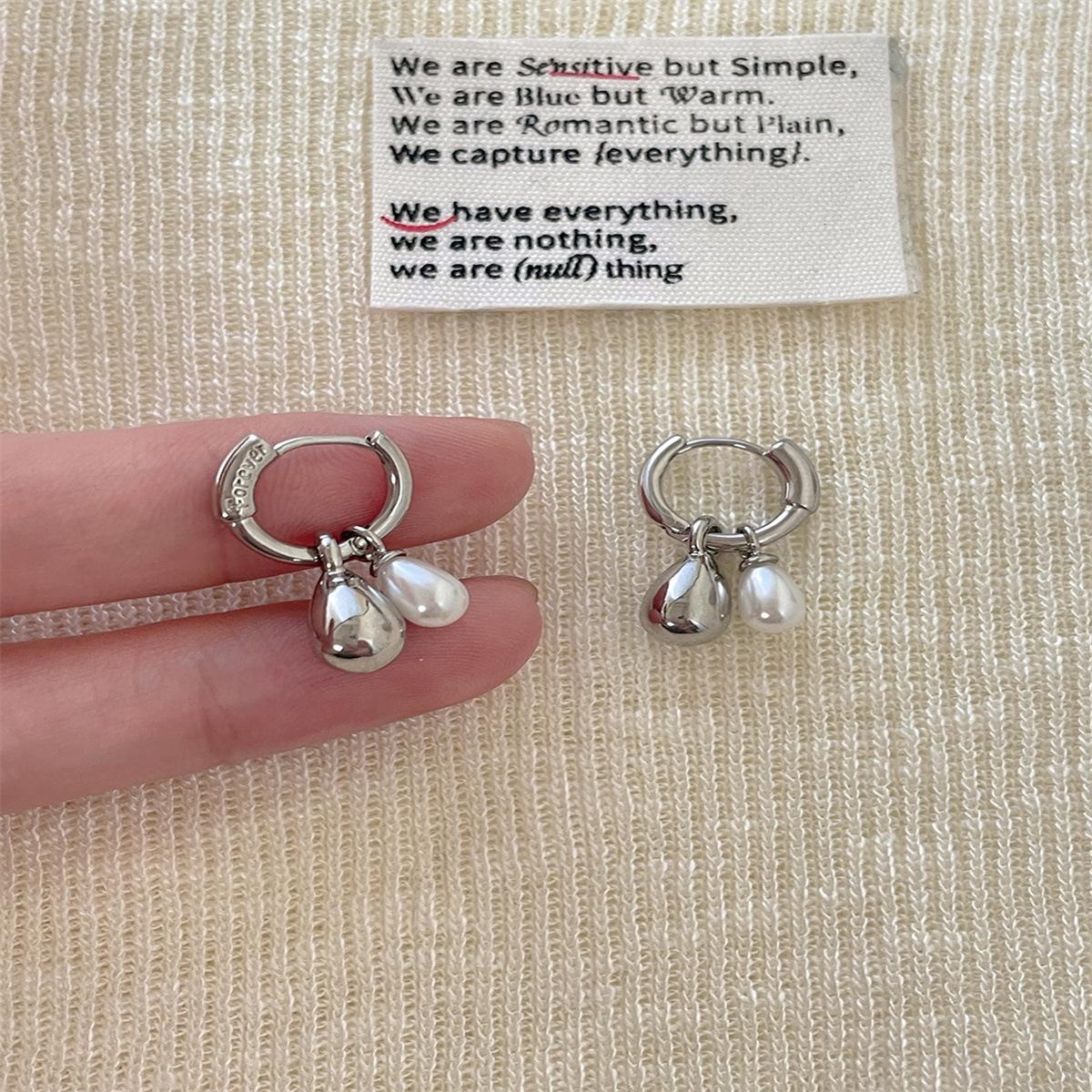 

Нишевый дизайн, серьги-капли с металлическим эффектом, женские простые, легкая роскошь, элегантные, модные, с темпераментом, универсальные жемчужные серьги, серьги-клипсы copper