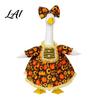 Dekorative Gänse-Kleidung für den Eingang Thanksgiving Veranda Outfits 23" Statue Herbst Ahornblatt Stoffkleid Schürzen-Set Kürbis-Kleidung Herbst