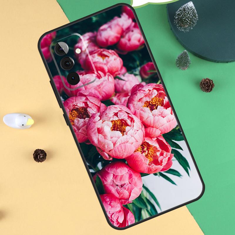 Elegant Pink Purple Peony Flower Case For Samsung Galaxy A55 A35 A25 A15 A51 A71 A12 A32 A52 A13 A33 A53 A54 A34 A14 Cover