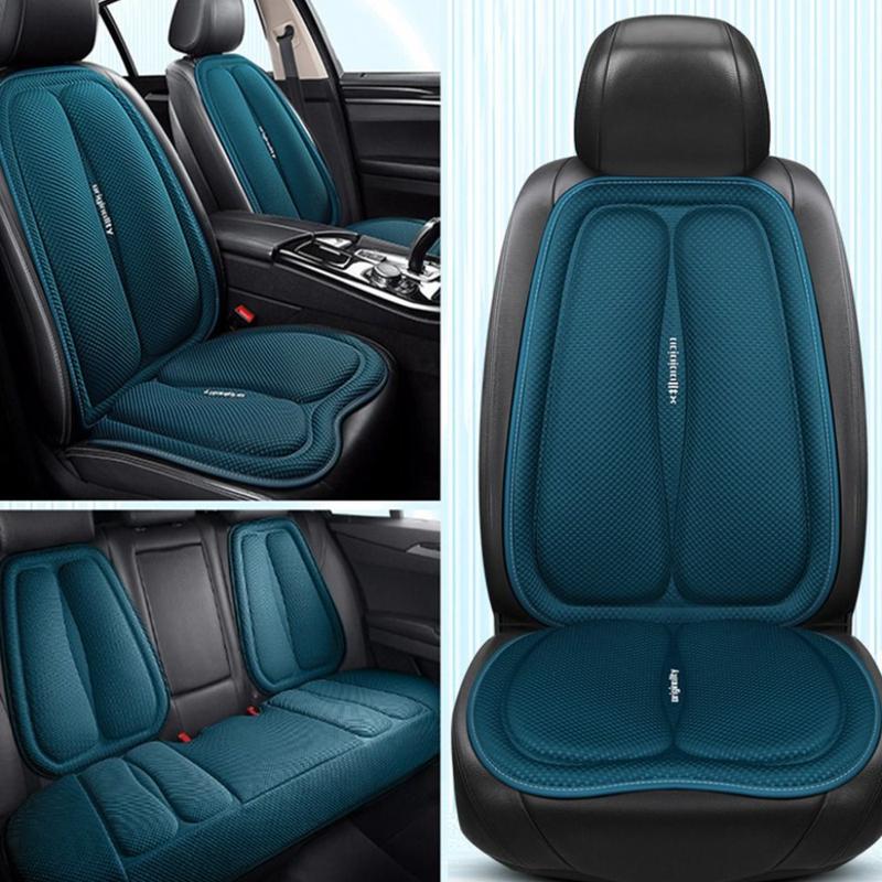 Pokrowce na siedzenia samochodowe z lodowego jedwabiu, warstwa powietrzna wentylacyjna, chłodzące pokrowce na siedzenia, oddychające, półowinięte, pełny zestaw pokrowców na siedzenia do wszystkich samochodów