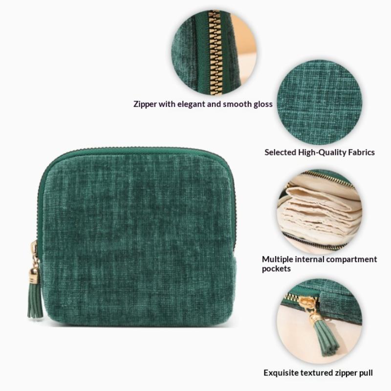 Portable Jewelry Storage Bag With Tassel Pendant Ring Zipper Crystal Bracelet Storage Multi-Layer Large Capacity Storage Pouch